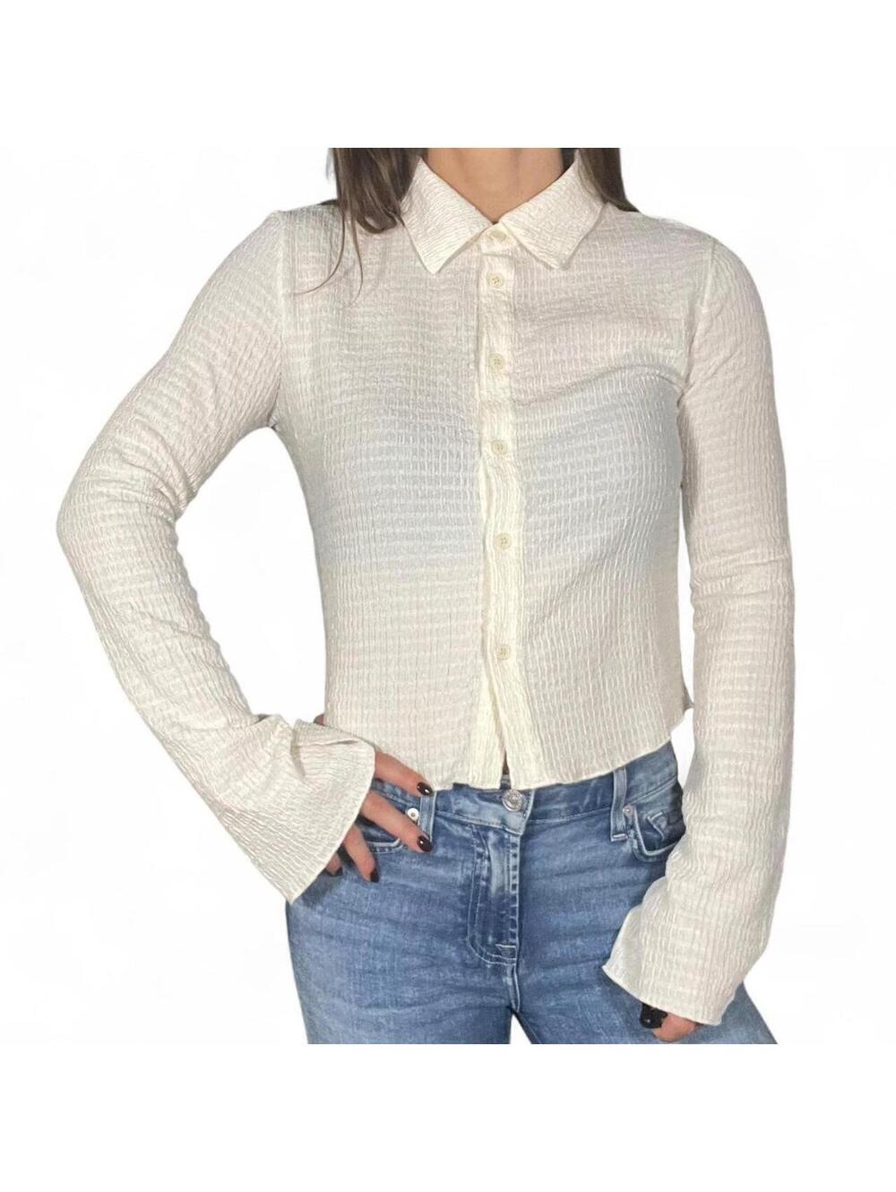 Cider White Blouse with Slit Sleeves Size Small
